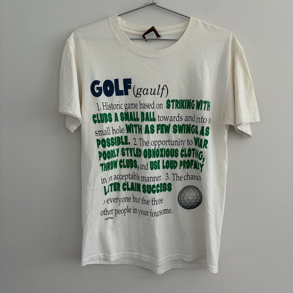 Vintage Nutmeg Mills Golf Definition T-Shirt Mens Medium White Made in USA
